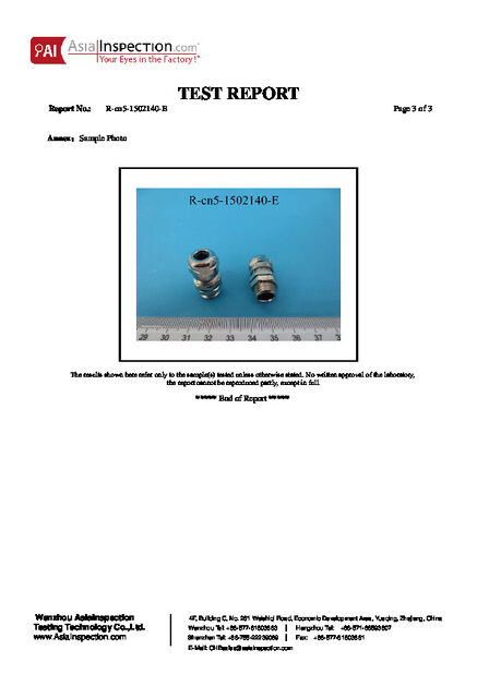 China ZHEJIANG HONGXIANG CONNECTOR MANUFACTURING CO.,LTD. Certificações